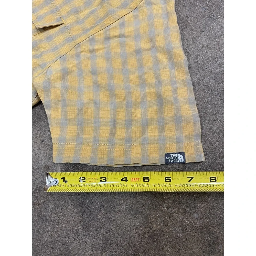 The‎ North Face Shirt Mens Medium Yellow Check Short Sleeve Button Up Hiking